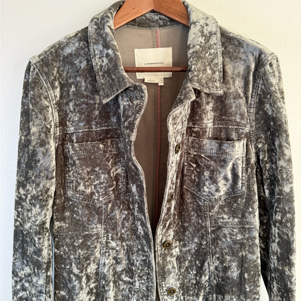 Anthropologie Olive Green Mineral Wash Long Jacket Coat Size 10 - Picture 10 of 16